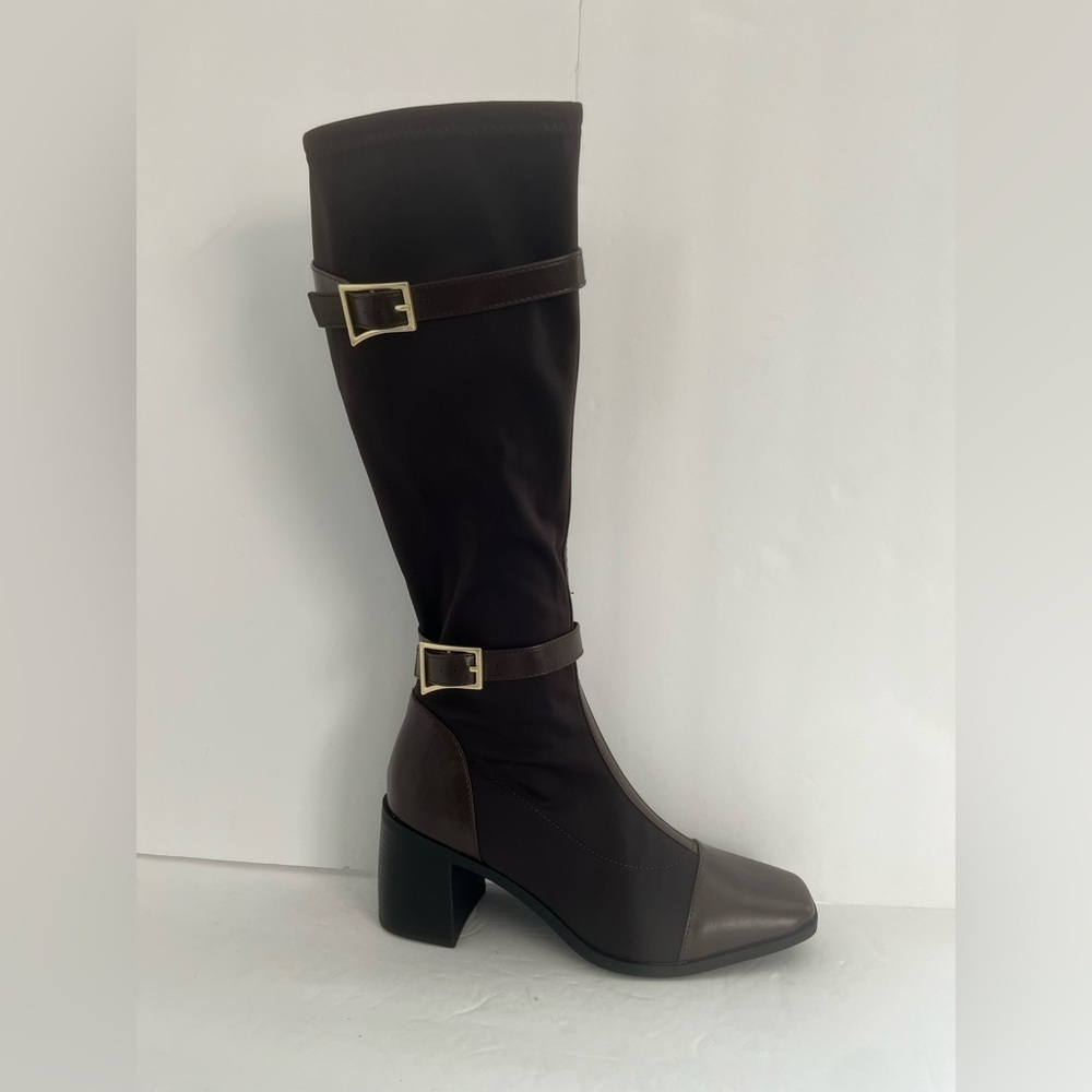 Journee Collection Gaibree Riding Knee-High Chunky Heel Boot Size 7.5WC Calf 14” - Picture 10 of 13